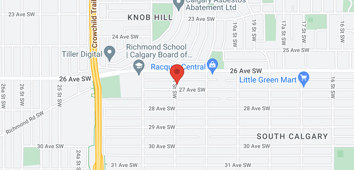 map of 2140 27 Avenue SW